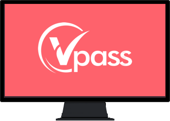Image showing the Vpass logo on a red background within a desktop screen